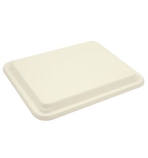 Couvercle pour plateau-repas rectangulaire blanc bagasse 31x25x3,3 cm Be Pulp (50 pièces)