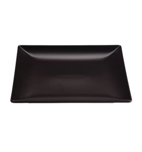 Assiette plate carré noir grès émaillé 26x26 cm Bazik Noir