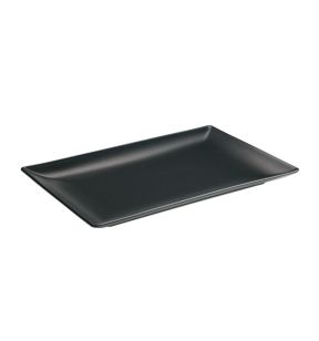 Assiette plate rectangulaire noir grès émaillé 30x20 cm Bazik Noir