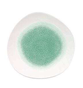 Plat bord rond groen verglaasd Ø 26.4 Raku Churchill