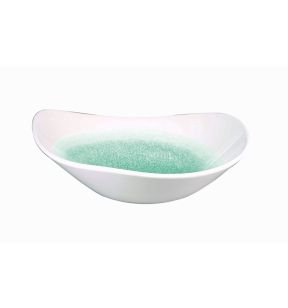 Saladier triangulaire bleu porcelaine vitrifiée 23,5 cm Raku Churchill