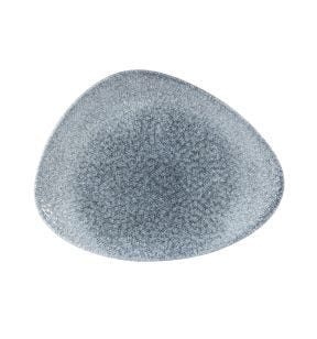 Assiette plate triangulaire bleu porcelaine vitrifiée 26x20 cm Raku Churchill