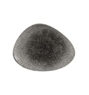 Assiette plate triangulaire noir porcelaine vitrifiée 26x20 cm Raku Churchill