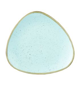 Assiette plate triangulaire duck egg porcelaine vitrifiée 26,5x26,5 cm Stonecast Churchill