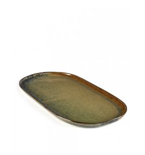 Assiette plate ovale indi grey grès émaillé 35,5x17 cm Surface Serax