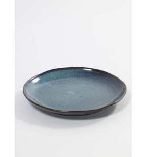 Assiette coupe plate rond bleu terre cuite Ø 22 cm Aqua Serax