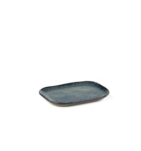 Assiette plate rectangulaire bleu grès émaillé 14,5x10,5 cm Merci Serax