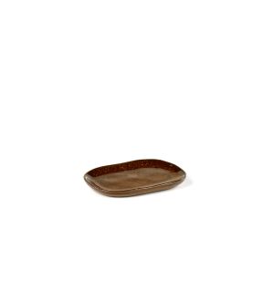 Assiette plate rectangulaire brun grès émaillé 9,8x6,5 cm Merci Serax