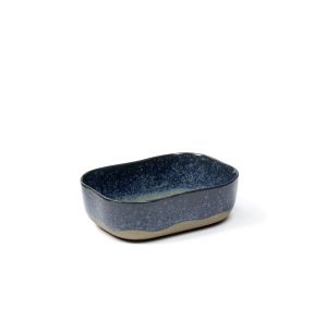 Coupelle rectangulaire bleu grès émaillé 14x10,5 cm Merci Serax