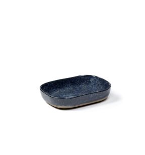 Coupelle rectangulaire bleu grès émaillé 14,5x10,5 cm Merci Serax