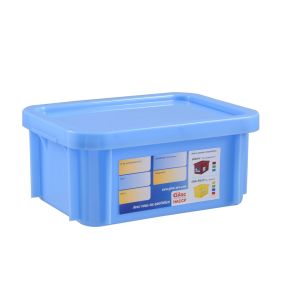 Stapelbare bak With cover blauw plastic xx23.5 15 L vaste bodem volle wanden Gilac