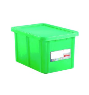 Stapelbare bak With cover groen plastic xx33 55 L vaste bodem volle wanden Gilac