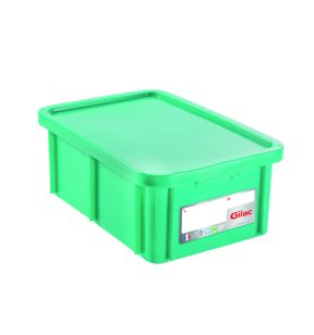 Stapelbare bak With cover groen plastic xx23 35 L vaste bodem volle wanden Gilac