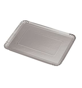 Traiteurschotel rechthoekig zilver karton x28 (25 eenheden)