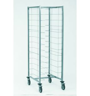 Chariot cafétéria beige inox 2 colonnes 12 plateaux entrée dos à dos Tournus