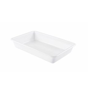 Platte bak met deksel With cover wit plastic xx7.5 5 L vaste bodem volle wanden Gilac