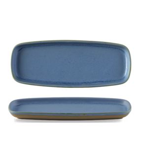 Assiette à partager rectangulaire bleu porcelaine 25,1x10 cm Emerge Churchill