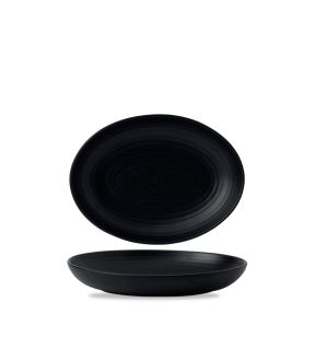 Diep bord ovaal zwart porselein x19.7 Evo Dudson