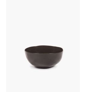 Bol de présentation rond ébène grès émaillé 21x21 cm La Mère Serax