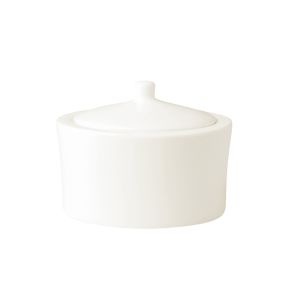 Suikerpot met deksel rond ivoorkleurig verglaasd 22.5 cl Ø 10 Fine Dine Rak