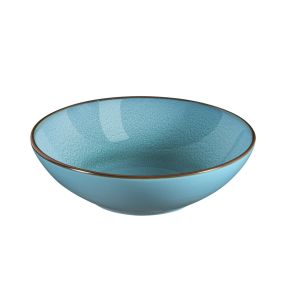 Assiette à pâtes rond turquoise grès émaillé Ø 18 cm Feeling Medard De Noblat