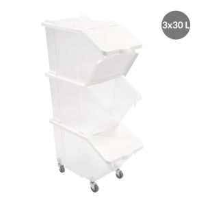 Set van 3 bakken voor ingrediënten plastic wit xx99 30 L With cover With wheels Gilac (3 eenheden)