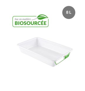 Platte bak Zonder deksel wit plastic xx7.5 8 L vaste bodem volle wanden Gilac