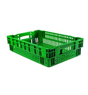 Gerecycleerde opengewerkte koffer groen plastic xx14.6 27 L geperforeerde bodem geperforeerde wanden Gilac