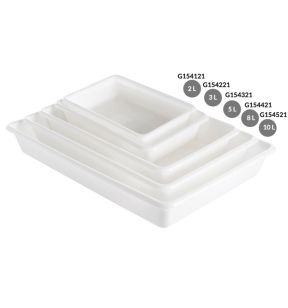 Platte bak met deksel Zonder deksel wit plastic xx6.3 2 L vaste bodem volle wanden Gilac
