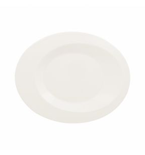 Assiette plate ovale ivoire porcelaine vitrifiée 25,1x20 cm Giro Rak