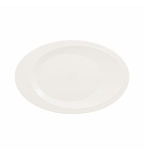 Assiette plate ovale ivoire porcelaine vitrifiée 34x22 cm Giro Rak