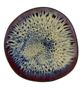 Assiette coupe plate irrégulier vert grès émaillé Ø 27 cm Gao Medard De Noblat