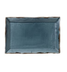 Assiette plate rectangulaire bleu porcelaine vitrifiée 34,5x23,3 cm Harvest Dudson
