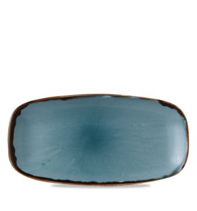 Assiette plate rectangulaire bleu porcelaine vitrifiée 35,5x18,9 cm Harvest Dudson