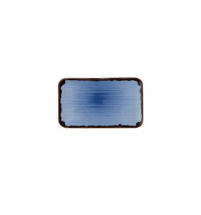 Assiette rectangulaire organique bleu indigo porcelaine vitrifiée 27x16 cm Harvest Dudson