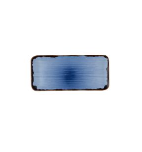 Assiette rectangulaire organique bleu indigo porcelaine vitrifiée 35x16 cm Harvest Dudson