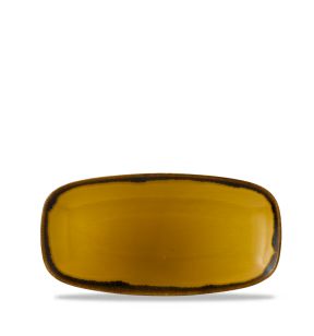 Assiette coupe plate rectangulaire jaune porcelaine vitrifiée 29,8x15,3 cm Harvest Dudson
