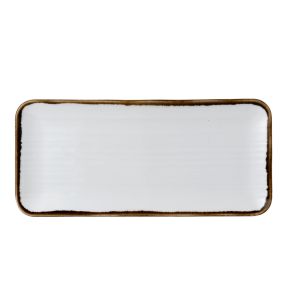 Assiette rectangulaire organique blanc porcelaine vitrifiée 35x16 cm Harvest Dudson