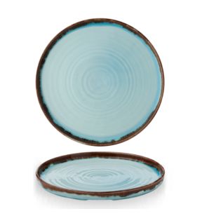 Bord met rechte rand rond turquoise verglaasd Ø 26 Harvest Dudson