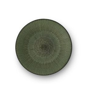 Dessertbord rond groen geglazuurd aardewerk Ø 20 Hypnose Medard De Noblat