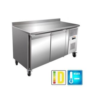 Table réfrigérée négative adossée 2 portes froid négatif 314 L 1 grilles Proinox
