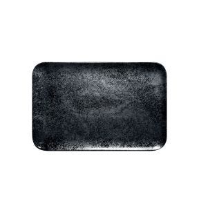 Assiette coupe plate rectangulaire noir porcelaine vitrifiée 33,4x20 cm Karbon Rak