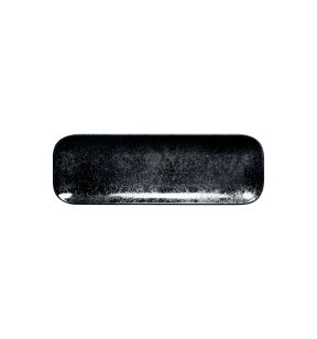 Assiette plate rectangulaire noir porcelaine vitrifiée 38x21 cm Karbon Rak