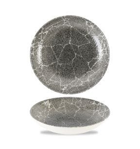 Assiette coupe creuse rond Quartz Black porcelaine vitrifiée Ø 18,2 cm Kintsugi Churchill