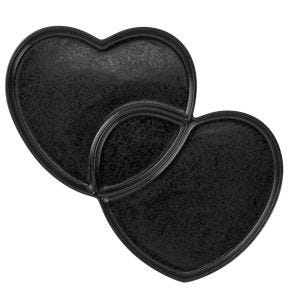 Assiette plate double noir porcelaine 29x26,4 cm  Cliché Rak