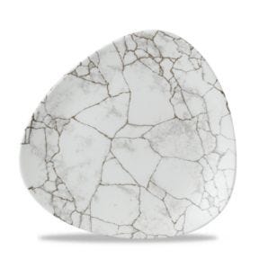 Assiette coupe plate triangulaire Agate grey porcelaine Ø 26,5 cm Kintsugi Churchill