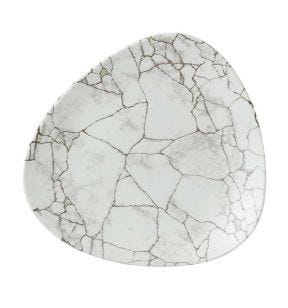 Assiette coupe plate triangulaire Agate grey porcelaine Ø 22,9 cm Kintsugi Churchill