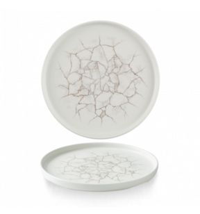 Plaat met rechte randen rond pearl grey verglaasd Ø 26 Kintsugi Churchill