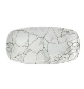Assiette coupe plate rectangulaire Agate grey porcelaine 29,8x15,3 cm Kintsugi Churchill