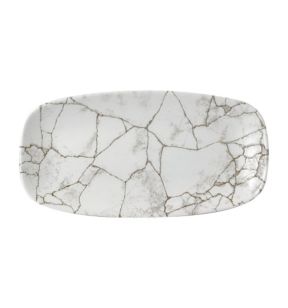 Assiette coupe plate rectangulaire Agate grey porcelaine 35,5x18,9 cm Kintsugi Churchill